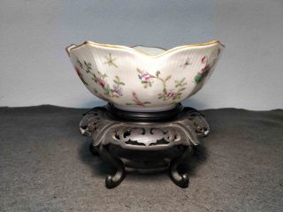 RARE ANTIQUE CHINESE PORCELAIN FAMILLE ROSE BOWL W/ INSECTS AND FLOWERS MARKED 5