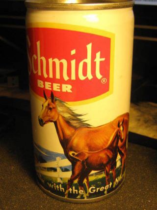 Vintage Man Horses Schmidt Beer Can G.  Heileman Brewing Empty Beer Can