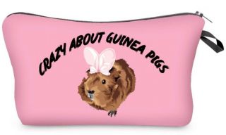 Pink Crazy About Guinea Pigs Cosmetic Pouch Bag By Piggies Choice
