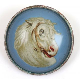 Vintage Horse Bridle Rosette Button Modified Into A Pin White Horse Design
