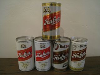 Vintage Set Of Five (5) Huber Beer Cans - Jos.  Huber Brewing Co.  Monroe Wisconsin