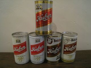 Vintage Set of Five (5) Huber Beer Cans - Jos.  Huber Brewing Co.  Monroe Wisconsin 4