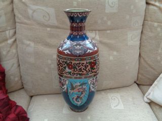 Fine large Collectable Antique Chinese Cloisonne Dragon Vase and flowers 2