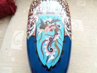 Fine large Collectable Antique Chinese Cloisonne Dragon Vase and flowers 7