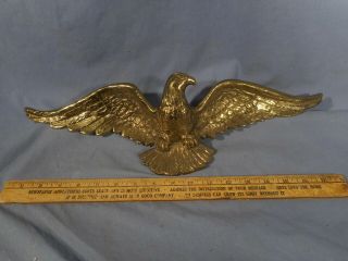 Vtg Federal Style Heavy Solid Brass Eagle Wall Plaque Decor 19 " Wide
