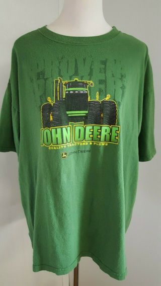 John Deere T Shirt Sz Xxl Green Graphic Tractors Plows Short Sleeve Crew 1070