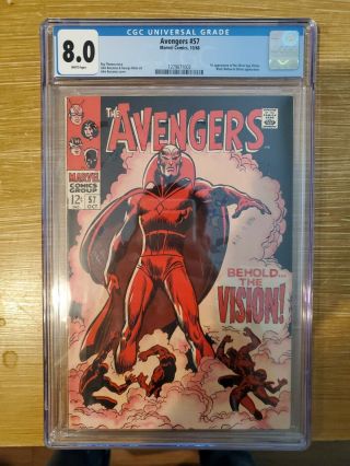The Avengers 57 Cgc 8.  0 White Pages First Vision