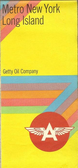 1969 Getty Oil Flying A Road Map Long Island Metropolitan York City Bronx