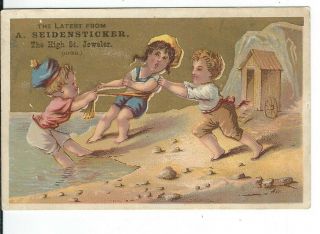 Bb - 039 Oh,  Hamilton,  A.  Seidensticker Jeweler Victorian Trade Card Children Play