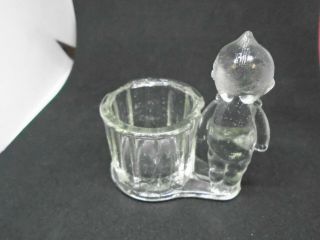 Vintage Clear Glass Kewpie Candy Container/toothpick Holder