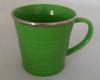 2007 Starbucks Collectible Coffee Tea Mug Cup Lime Green W/ Silver Rim 14 Oz