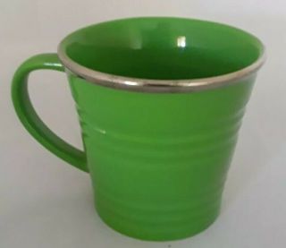 2007 Starbucks Collectible Coffee Tea Mug Cup lime green w/ silver rim 14 Oz 2