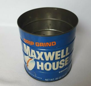 Vintage Metal Maxwell House Coffee Can 3 Pound Size No Lid 2