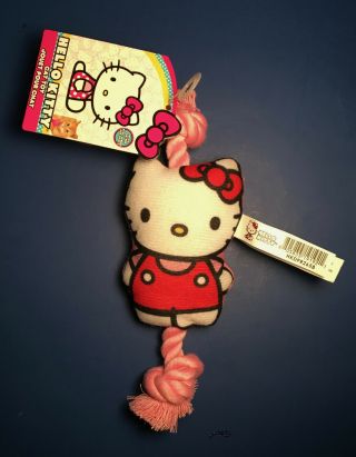 With Tag Hello Kitty Collectible Cat Dog Pet Toy With Attached Pink Rope