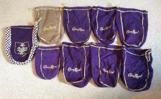 Crown Royal Bags - Purple,  Tan,  Championship Racing Different Sizes