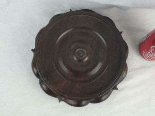 Heavy 19th C Chinese Carved Hardwood Stand 7 - Inner Diameter 6.  75 "