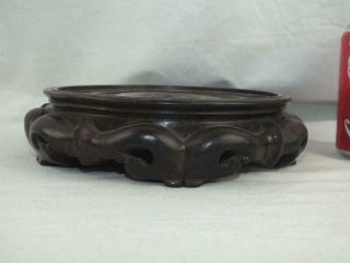 HEAVY 19TH C CHINESE CARVED HARDWOOD STAND 7 - INNER DIAMETER 6.  75 