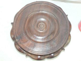 HEAVY 19TH C CHINESE CARVED HARDWOOD STAND 7 - INNER DIAMETER 6.  75 