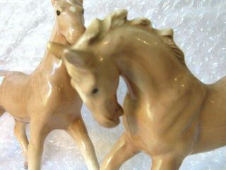 Pair Horse Stallion Vintage Colt / Horse Figurine Japan 4.  5 X 4.  5 " Pal Mar