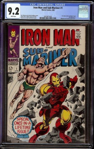 Iron Man And Sub - Mariner 1 Cgc 9.  2 White (marvel,  1968) Gene Colan Cover
