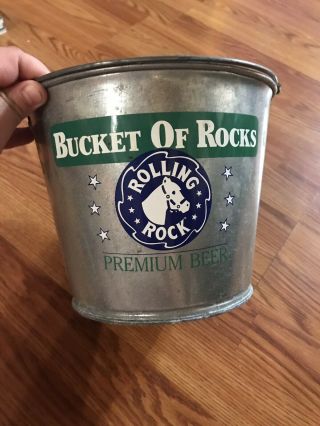 Vintage Rolling Rock Beer Metal Tin Bucket