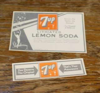 Antique Vtg Paper Label 7 Seven Up Lithiated Lemon Soda Slenderizing Gray 508