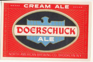 Doerschuck Cream Ale Irtp Beer Label North American Brewing Brooklyn Ny 1940s