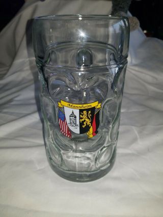 1 1/4 Liter Dimpled Glass Beer Stein - - Mannhem - Germany