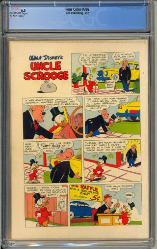Four Color 386 (Uncle Scrooge 1) Carl Barks Art Disney 1952 CGC 6.  5 3