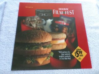 1993 Mcdonalds - Holiday Film Fest - Store Display Sign - 13 3/4 " X 13 3/4 "