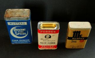 3 Antique Vintage Spice Tins MARTHA WASHINGTON McCORMICK CRESCENT - VG 4