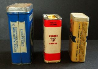 3 Antique Vintage Spice Tins MARTHA WASHINGTON McCORMICK CRESCENT - VG 5