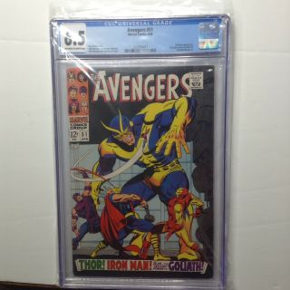 Avengers 51 Cgc 6.  5 1968 - - Goliath,  Thor,  Iron Man.  A,  Cover Align