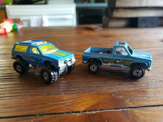 2 Hot Wheels Cars,  1977 Chevrolet Truck 1983 Chevy Blazer 4x4