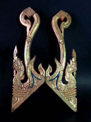 2 Antique Wood Carve (the Piece Is Decorated Inside The Temple)