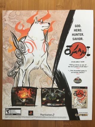 Okami Ps2 Playstation 2 2006 Vintage Game Poster Ad Advertisement Art Print Rare