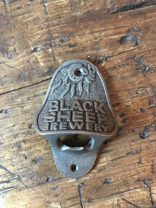 Cast Iron Bottle Opener/wall Mounted/heavy/rustic/antiqued/black Sheep Brewery