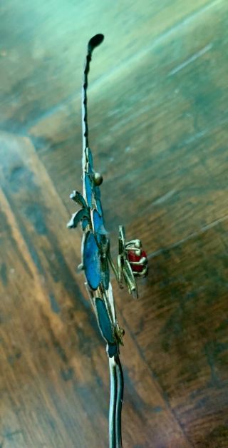 Large Antique Chinese Qing Dynasty Kingfisher & Coral Hair Pin Tian - tsui 點翠 3