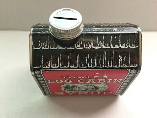Vintage Towle ' s Log Cabin Syrup Tin Bank 1979 3