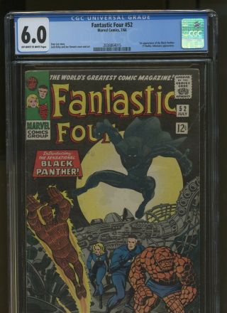 Fantastic Four 52 Cgc 6.  0 | Marvel 1966 | 1st Appearance Black Panther Kirby