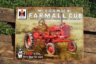Farmall Cub Tractor Tin Sign - Mccormick - Deering - Ih - International Harvester