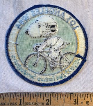 Vintage 1984 Los Angeles Olympics Snoopy Cycling Embroidered Patch Peanuts Gang 2