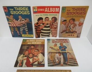 (5) Vintage [1961 - 1962] Three Stooges Dell Silver Age Comic Book Issues Wz4677