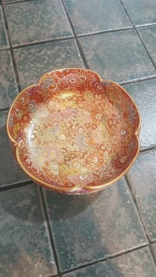 Antique Japanese Satsuma Pottery " 1000 Flowers " Small Bowl,  Signed Nr