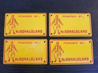 4 Vtg Mcdonaldland Vintage Powered By.  Bicycle License Plates Ronald Mcdonald