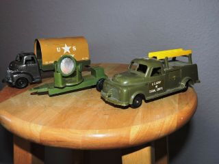 Vintage Ideal Searchlight Us Army Signal Corps & Banner Toy Troop Trucks Rare