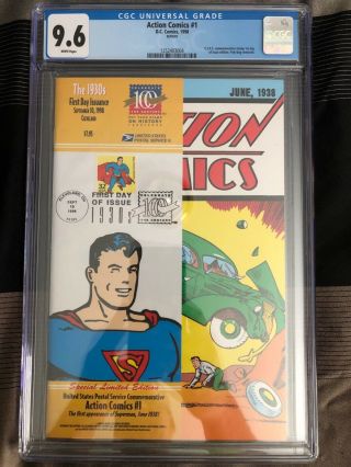 Action Comics 1 Usps Commemorative Stamp Reprint Cgc 9.  6