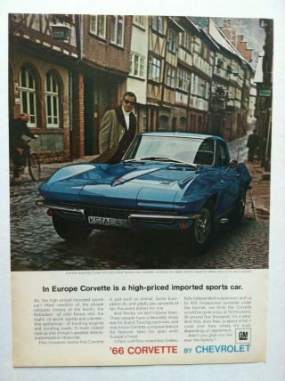 1966 Chevrolet Corvette In Europe Is A High - Priced Import - Gm Vette Ad