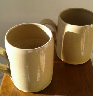 Pair Vintage Studio Pottery Ceramic Tankards Ale Beer Cider Mead Grog LGB 5