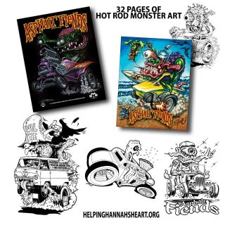 Asphalt Fiends 2012 Coloring Book Hot Rod Monster Rat Fink Style Tattoo 32 Pages